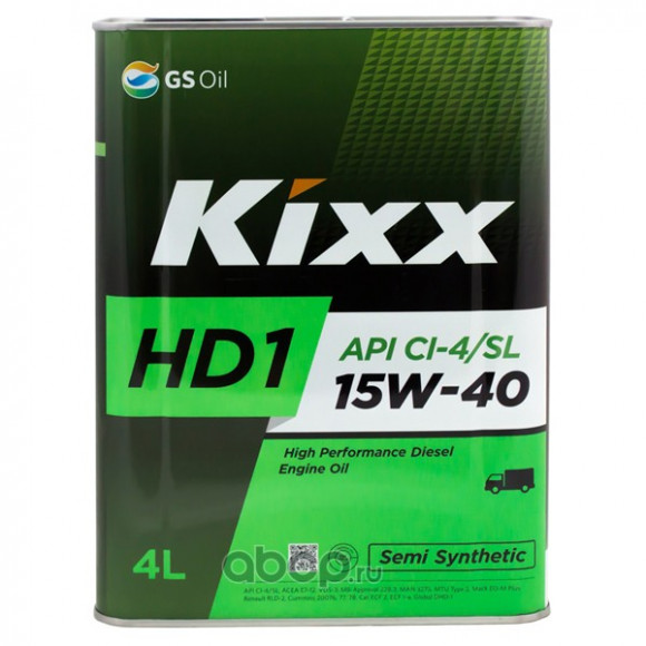 Масло моторное Kixx HD1 CI-4 15W-40 (D1) /4л полусинтетика