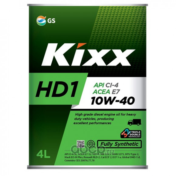 Масло моторное Kixx HD1 CI-4 10W-40 (D1) /4л мет. синтетика