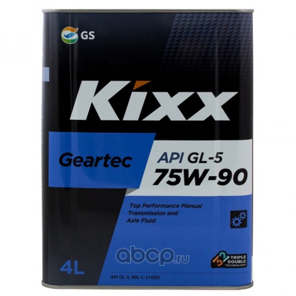 Масло трансмиссионное Kixx Geartec GL-5 75W-90 /4л мет. Полусинтетика